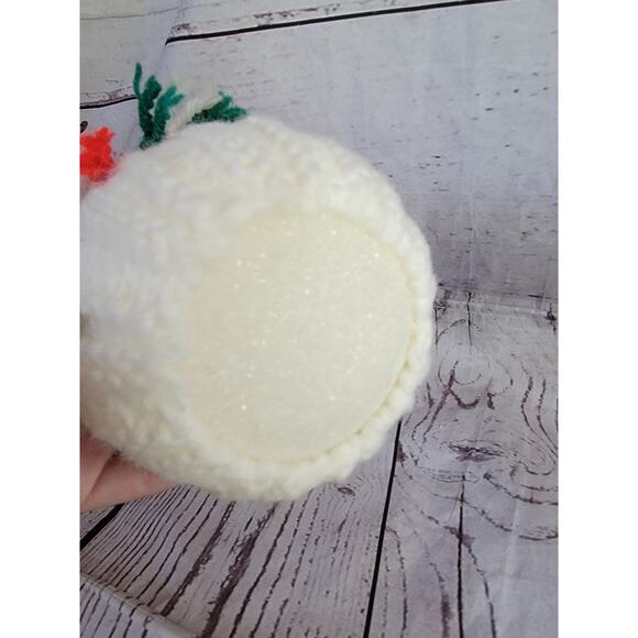 Vintage Styrofoam Snowman Crochet Red Hat Scarf 8in Handmade Grandmacore - Picture 6 of 9